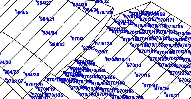 Parcela st. 970/7 v KÚ Horní Bojanovice, Katastrální mapa