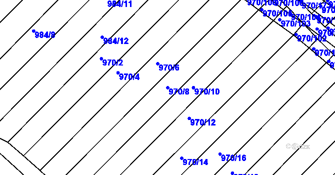 Parcela st. 970/8 v KÚ Horní Bojanovice, Katastrální mapa
