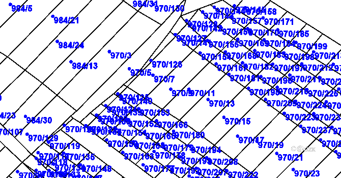 Parcela st. 970/9 v KÚ Horní Bojanovice, Katastrální mapa