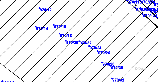 Parcela st. 970/22 v KÚ Horní Bojanovice, Katastrální mapa
