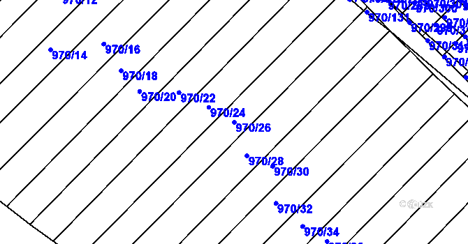 Parcela st. 970/26 v KÚ Horní Bojanovice, Katastrální mapa