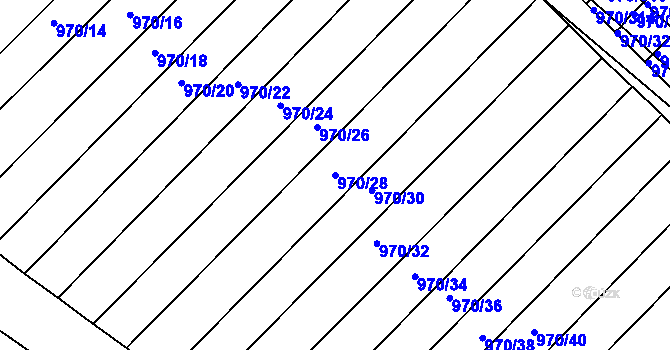 Parcela st. 970/28 v KÚ Horní Bojanovice, Katastrální mapa