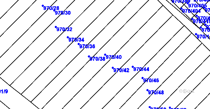 Parcela st. 970/40 v KÚ Horní Bojanovice, Katastrální mapa