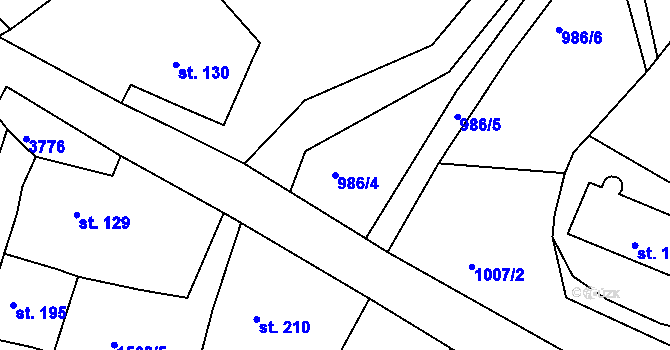 Parcela st. 986/4 v KÚ Horní Bojanovice, Katastrální mapa