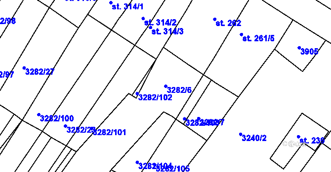 Parcela st. 3282/6 v KÚ Horní Bojanovice, Katastrální mapa