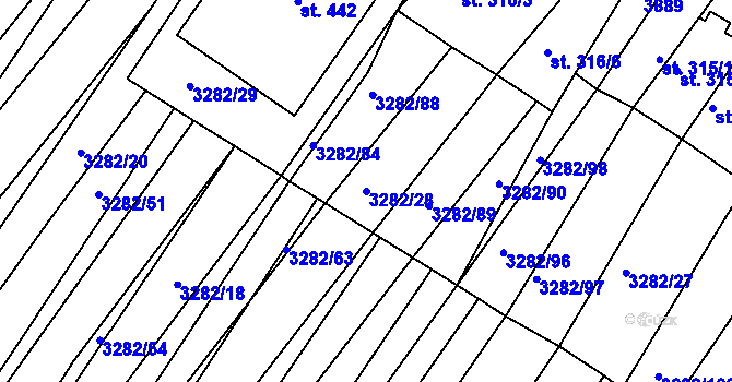 Parcela st. 3282/28 v KÚ Horní Bojanovice, Katastrální mapa