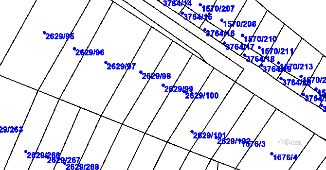 Parcela st. 2629/99 v KÚ Horní Bojanovice, Katastrální mapa