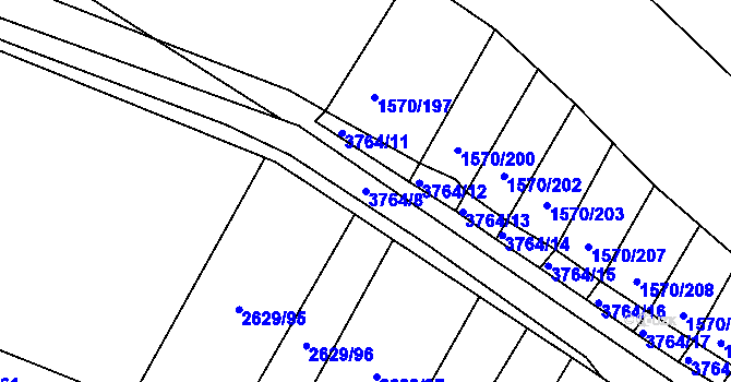 Parcela st. 3764/8 v KÚ Horní Bojanovice, Katastrální mapa