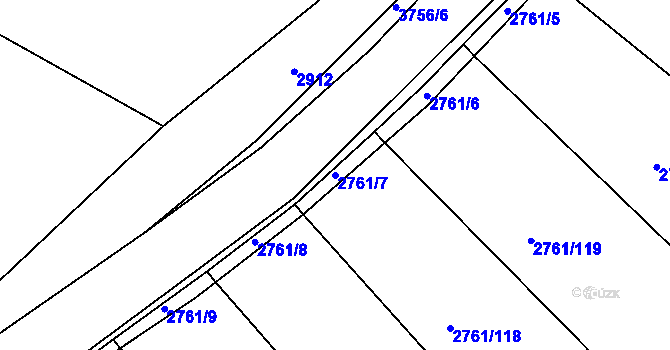 Parcela st. 2761/7 v KÚ Horní Bojanovice, Katastrální mapa