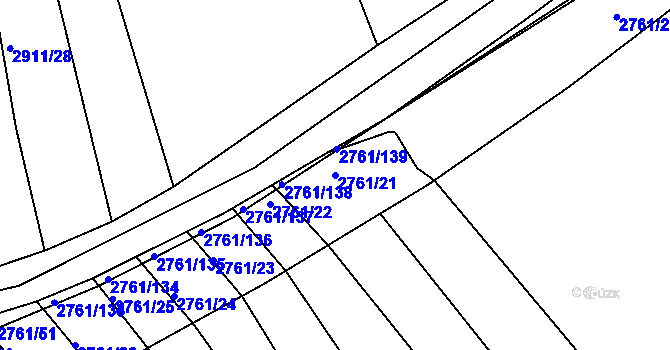 Parcela st. 2761/21 v KÚ Horní Bojanovice, Katastrální mapa