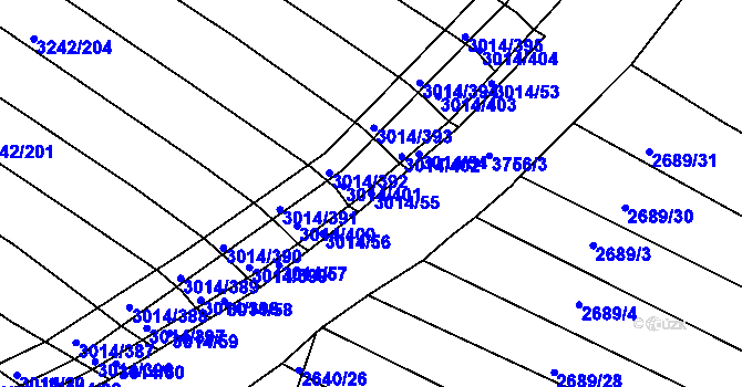 Parcela st. 3014/55 v KÚ Horní Bojanovice, Katastrální mapa