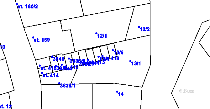 Parcela st. 13/5 v KÚ Horní Bojanovice, Katastrální mapa