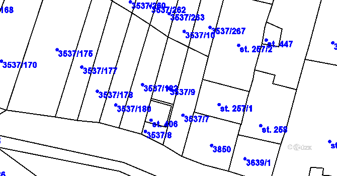 Parcela st. 3537/9 v KÚ Horní Bojanovice, Katastrální mapa