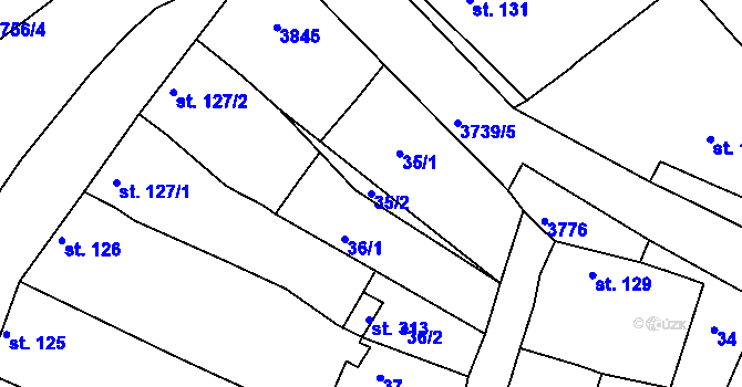 Parcela st. 35/2 v KÚ Horní Bojanovice, Katastrální mapa