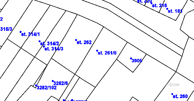Parcela st. 261/5 v KÚ Horní Bojanovice, Katastrální mapa