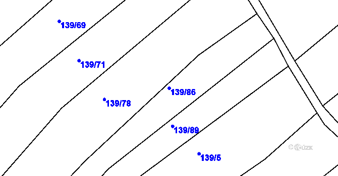 Parcela st. 139/86 v KÚ Horní Bojanovice, Katastrální mapa