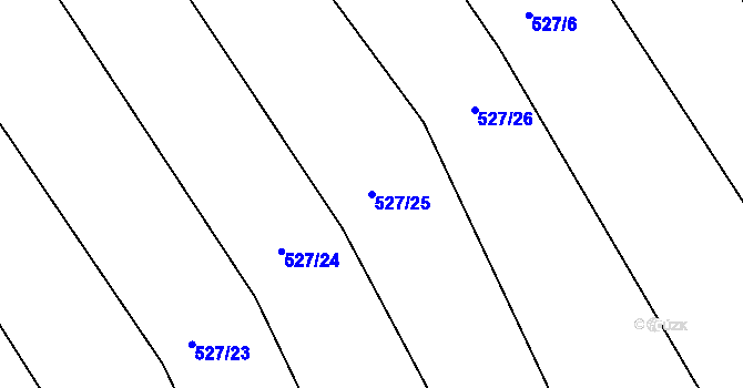 Parcela st. 527/25 v KÚ Horní Bojanovice, Katastrální mapa