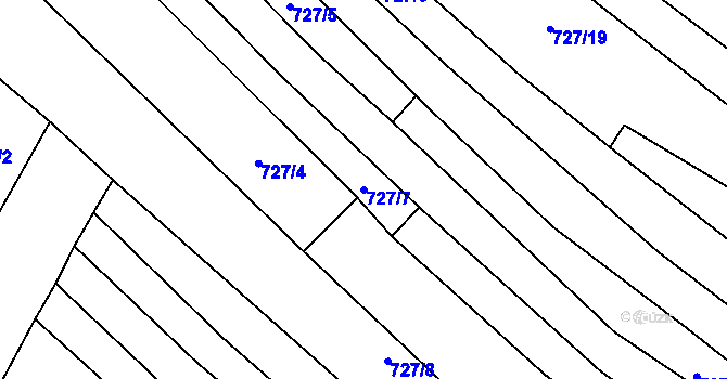 Parcela st. 727/7 v KÚ Horní Bojanovice, Katastrální mapa