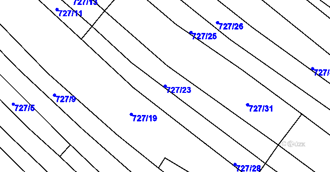 Parcela st. 727/23 v KÚ Horní Bojanovice, Katastrální mapa