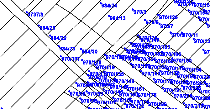 Parcela st. 970/120 v KÚ Horní Bojanovice, Katastrální mapa
