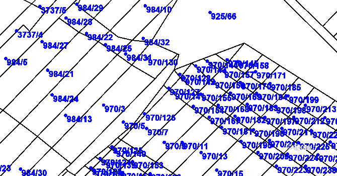 Parcela st. 970/127 v KÚ Horní Bojanovice, Katastrální mapa