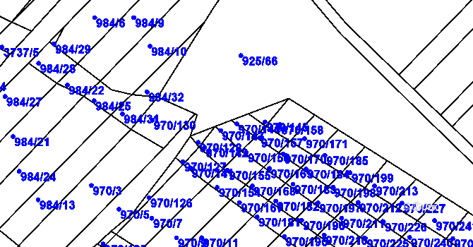 Parcela st. 970/144 v KÚ Horní Bojanovice, Katastrální mapa