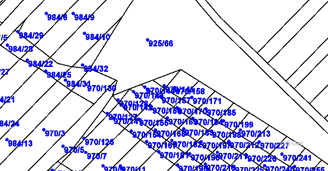 Parcela st. 970/145 v KÚ Horní Bojanovice, Katastrální mapa