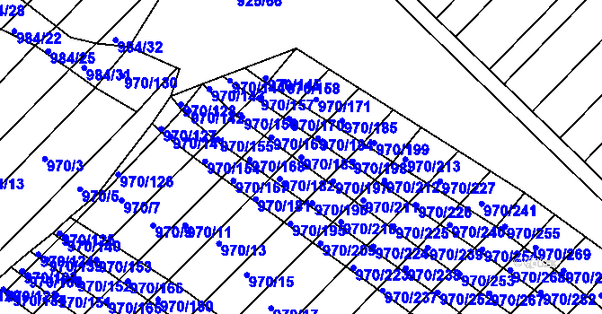 Parcela st. 970/183 v KÚ Horní Bojanovice, Katastrální mapa