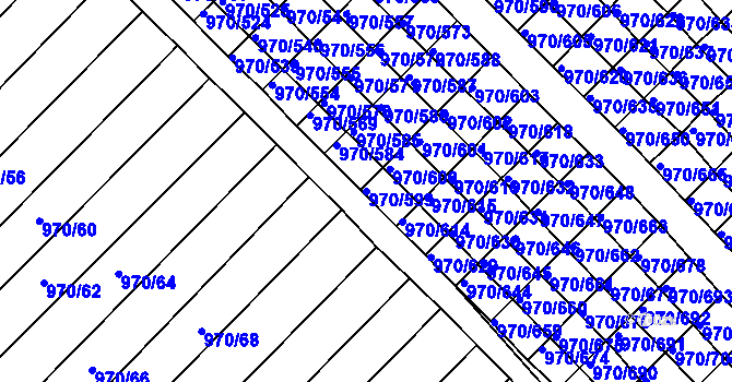 Parcela st. 970/599 v KÚ Horní Bojanovice, Katastrální mapa