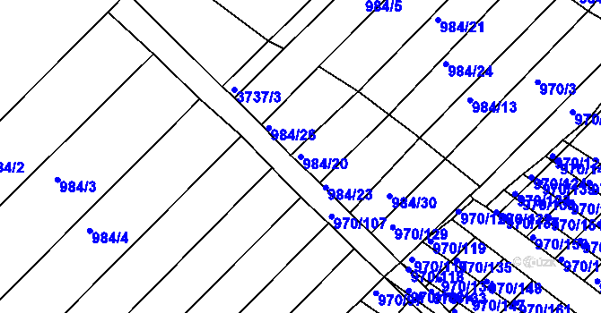 Parcela st. 984/20 v KÚ Horní Bojanovice, Katastrální mapa