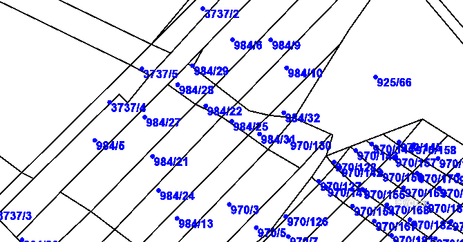 Parcela st. 984/25 v KÚ Horní Bojanovice, Katastrální mapa