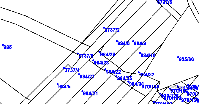 Parcela st. 984/29 v KÚ Horní Bojanovice, Katastrální mapa