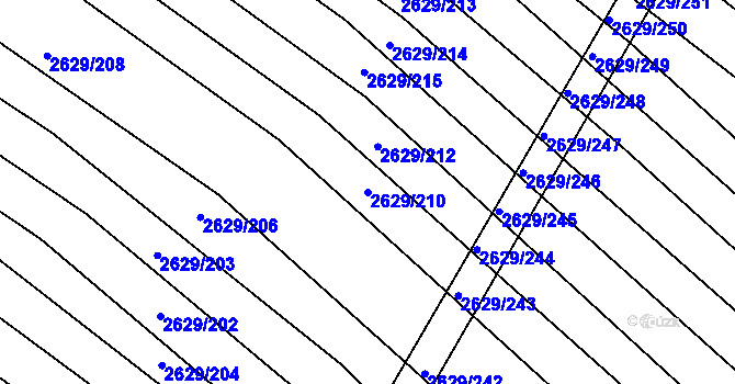 Parcela st. 2629/210 v KÚ Horní Bojanovice, Katastrální mapa