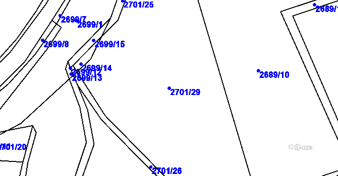 Parcela st. 2701/29 v KÚ Horní Bojanovice, Katastrální mapa