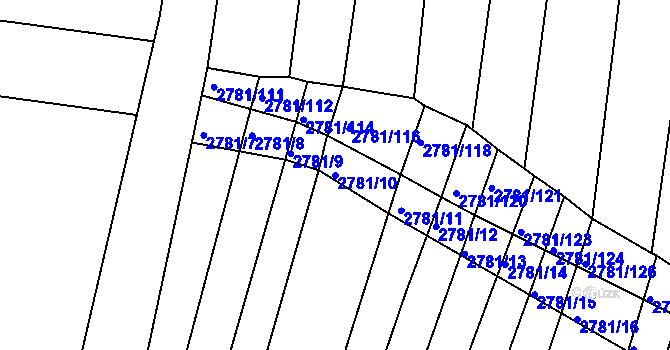 Parcela st. 2781/10 v KÚ Horní Bojanovice, Katastrální mapa