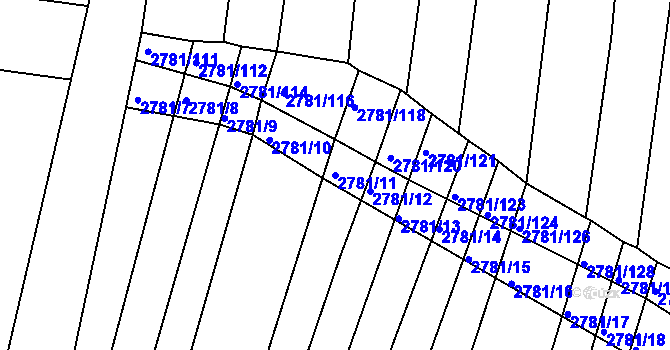 Parcela st. 2781/11 v KÚ Horní Bojanovice, Katastrální mapa