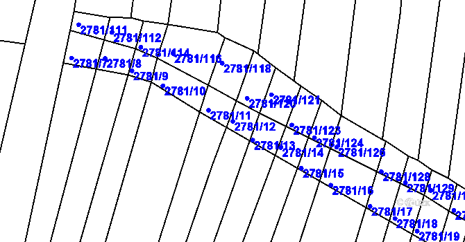 Parcela st. 2781/12 v KÚ Horní Bojanovice, Katastrální mapa