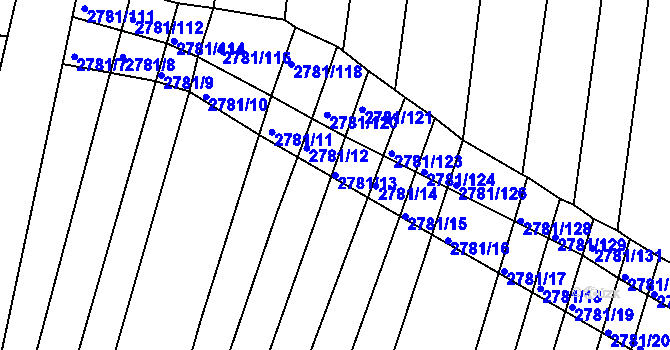 Parcela st. 2781/13 v KÚ Horní Bojanovice, Katastrální mapa