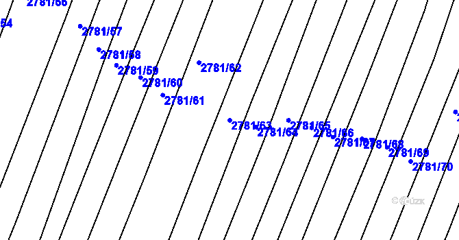 Parcela st. 2781/63 v KÚ Horní Bojanovice, Katastrální mapa