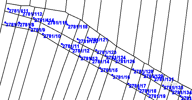 Parcela st. 2781/123 v KÚ Horní Bojanovice, Katastrální mapa