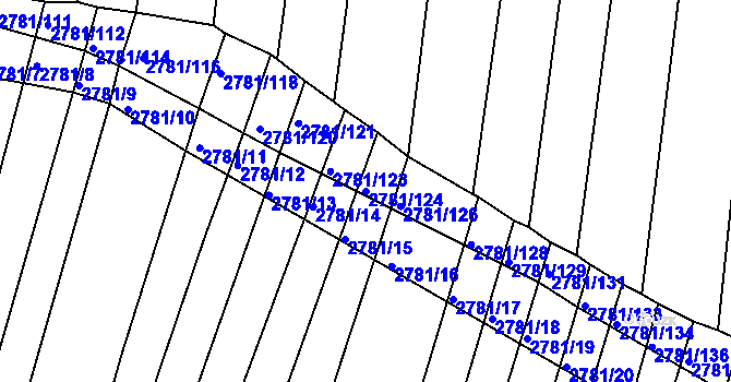 Parcela st. 2781/124 v KÚ Horní Bojanovice, Katastrální mapa