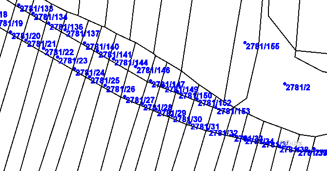 Parcela st. 2781/149 v KÚ Horní Bojanovice, Katastrální mapa