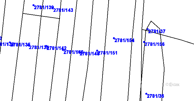 Parcela st. 2781/151 v KÚ Horní Bojanovice, Katastrální mapa