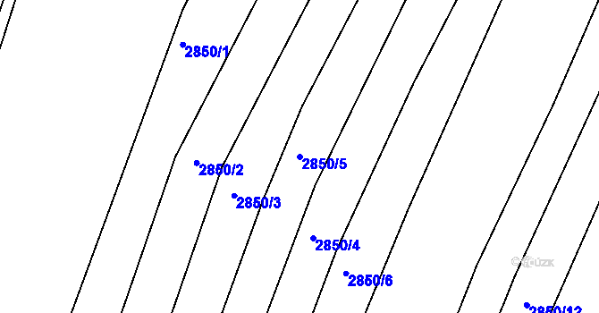 Parcela st. 2850/5 v KÚ Horní Bojanovice, Katastrální mapa