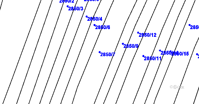 Parcela st. 2850/7 v KÚ Horní Bojanovice, Katastrální mapa