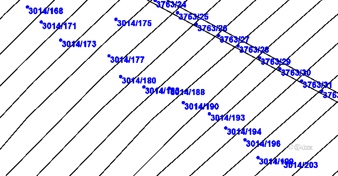 Parcela st. 3014/188 v KÚ Horní Bojanovice, Katastrální mapa
