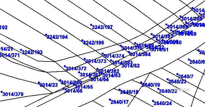 Parcela st. 3014/374 v KÚ Horní Bojanovice, Katastrální mapa