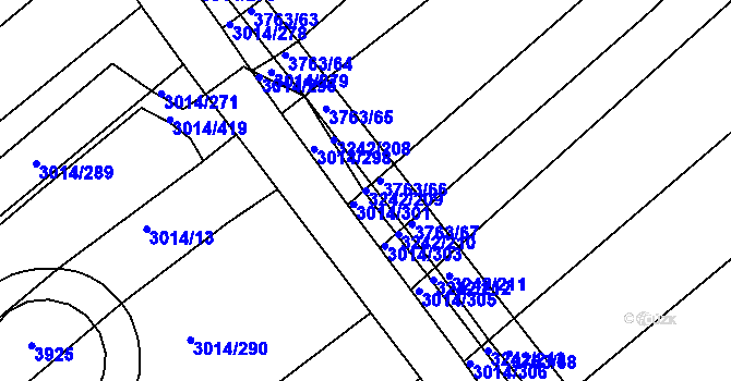 Parcela st. 3242/209 v KÚ Horní Bojanovice, Katastrální mapa