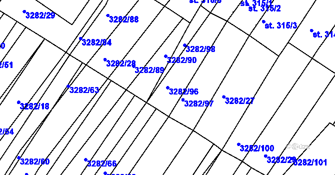 Parcela st. 3282/96 v KÚ Horní Bojanovice, Katastrální mapa