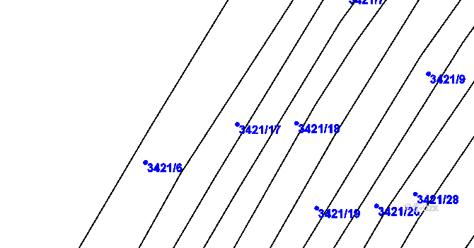 Parcela st. 3421/17 v KÚ Horní Bojanovice, Katastrální mapa